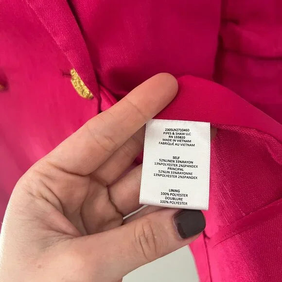 Veronica Beard Hot Pink Linen Blazer Size 14